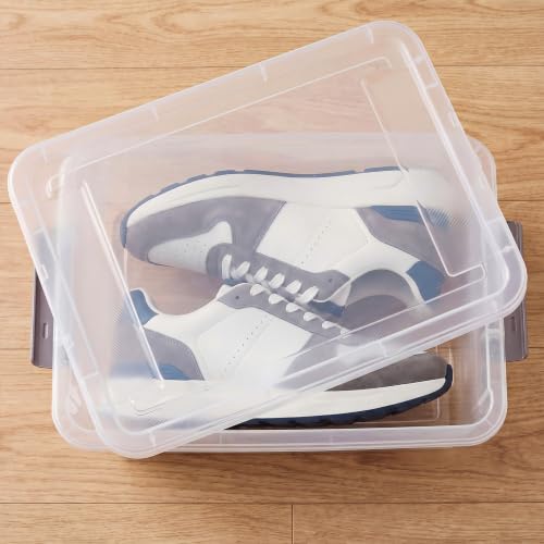 6 Packs 17 QT Plastic Storage Bins with Lids Large Stackable Storage Containers for Organizing Clear Storage Box for Garage (17 Qt. - 6 Packs / Clear White)