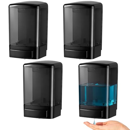 4 Pcs Wall Mounted Soap Dispenser (All Black / 33.8 oz 1000 ml)
