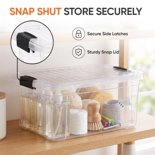 11 Quart Clear Plastic Storage Boxes with Lids (11 Quart)