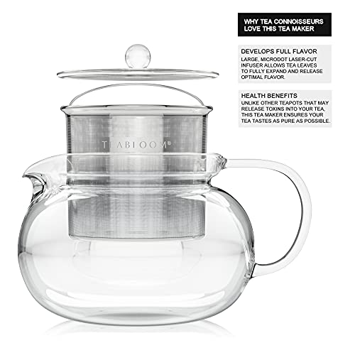 Kyoto 2-in-1 Tea Kettle/Tea Maker – Heatproof Glass Teapot with Removable Loose Tea Filter – Tea Connoisseur's Choice (36 FL OZ (3-4 CUPS))