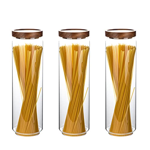 54 Oz Tall Glass Jars with Airtight Wood Lids (54 OZ SET OF 3)