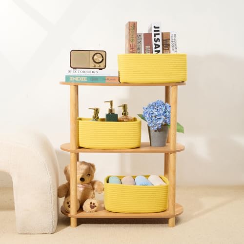 Small Storage Baskets for Organizing (4pcs-L13xW8.5xH5.1" / Yellow)