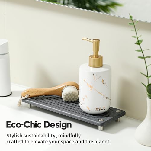 Water Absorbing Stone Sink Caddy Kitchen Sink Organizer Tray (10"x 4" - Charcoal)