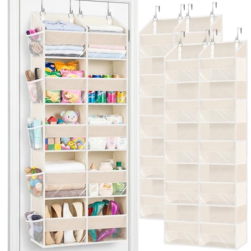 2 Pack Over the Door Organizer 5 Tiers (Beige - 5 Tiers - 2 Pack)