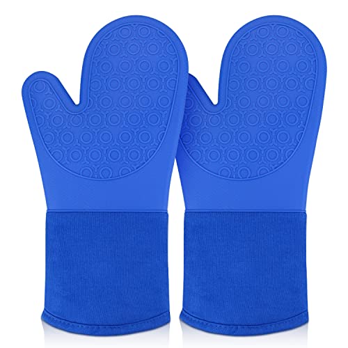 Silicone Oven Mitts (Royal Blue / 13.8in Oven Mitts)