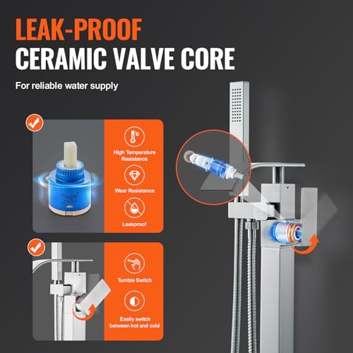 Freestanding Bathtub Faucet (Waterfall / Brushed Nickel)