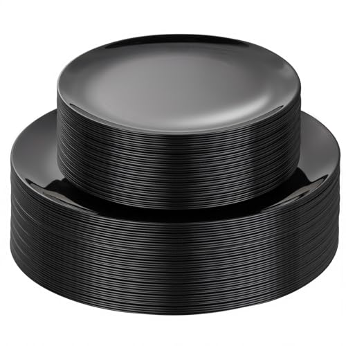 60 PCS Black Plastic Plates (Black / 60 PCS)