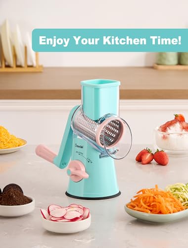 Rotary Cheese Grater Hand Crank (Tiffany Blue / 5 Blades)