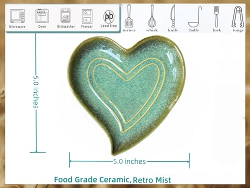 Ceramic Spoon Rest for Stove Top (Retro Jade Green)
