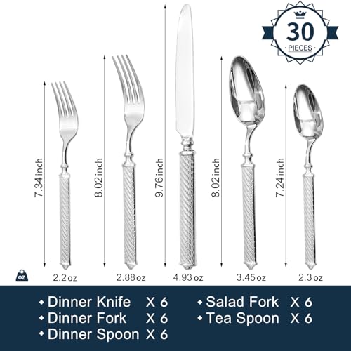 Silverware Set for 6 (30-Piece / Silver)