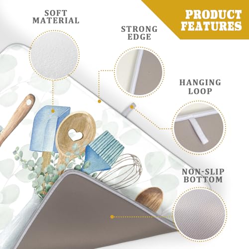 Sage Green Dish Drying Mat for Kitchen Counter (cooking supplies / 18" x 24")