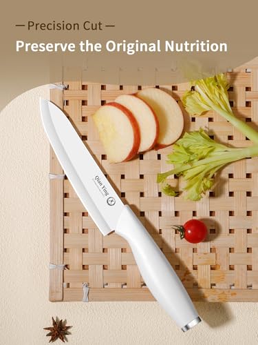 Pure Strengthening Ceramic Knife Set for Kitchen with Sheath 9Pcs ([Upgraded]White Handle Ceramic Knives)