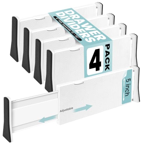 White Expandable Drawer Dividers (5" Tall, 13"-22" Long)
