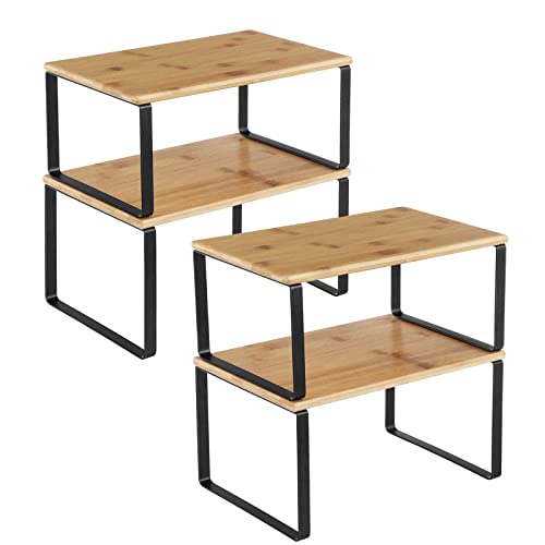 Cabinet Organizer Shelf (Black + Natural / 2*S (5.4"H) + 2*S (6.2"H))