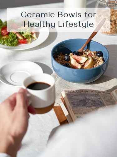 22 OZ Ceramic Soup Bowls & Cereal Bowls (22 OZ / Airy Blue)
