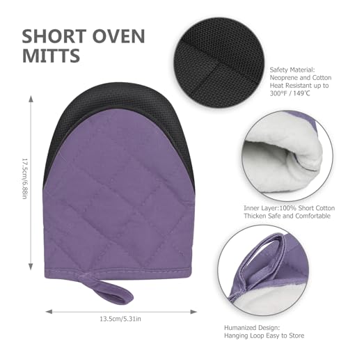 1 Pair Short Oven Mitts (Purple)