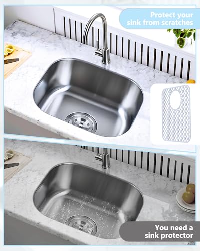 2 Pack Silicone Sink Protectors for Kitchen Sink (White)