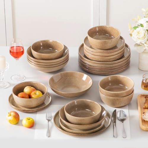 ANYA 24 Pieces Plates and Bowls Set (Caramel / 24 Pcs (Service for 6))