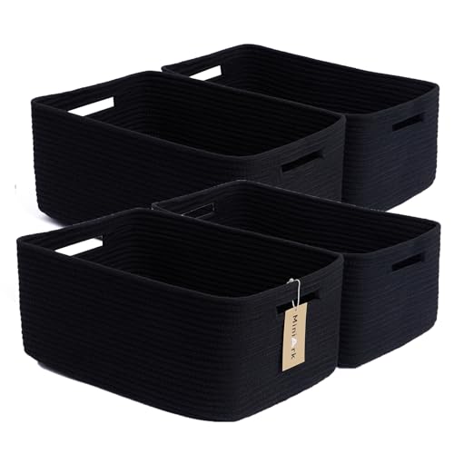 Large Storage Baskets for Organizing (4pcs-L17×W13×H7.5" / Black)