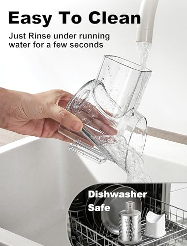 Rotary Cheese Grater Vegetable Shredder With 6 Interchangeable Blades No Slip Suction Base (White Grey / 6 Blades)