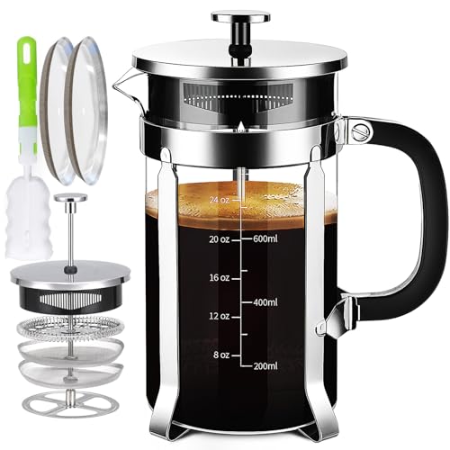 French Press Coffee Maker 304 Stainless Steel Coffee Press (Silvery / 34 oz)