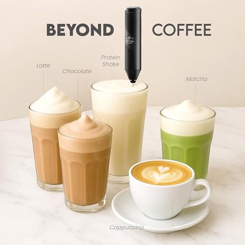 Powerful Milk Frother AA Batteries Included (Zero Black / Compact Frother + Batteries)