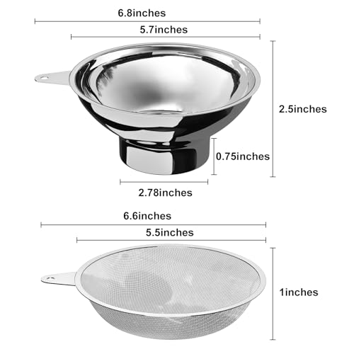 Canning Funnel with Stainless Steel Filter for Wide Mouth Mason Jars