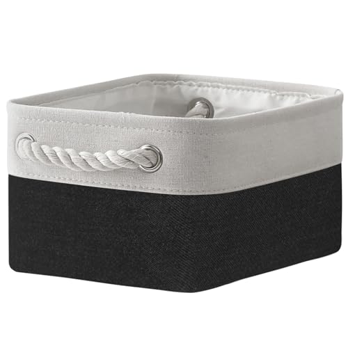 Storage Bins for Shelves (White & Black / Small -11.8Lx7.9Wx5.2H)
