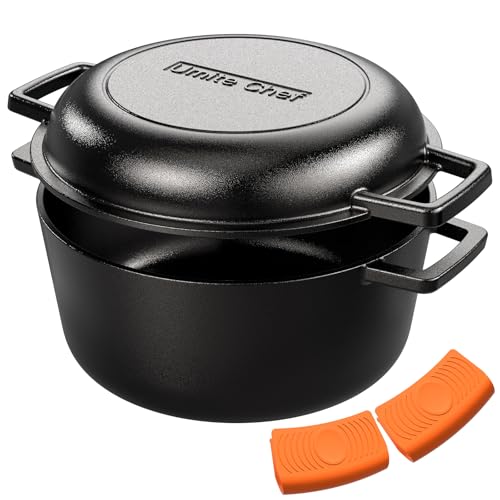 Cast Iron Dutch Oven Pot with Skillet Lid (5QT)
