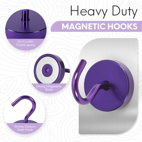 Magnetic Hooks Large Opening (Purple / 80lb Magnetic Hooks)