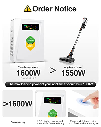 Step Down Transformer 220v to 110v Voltage Converter 2000w (Step Down / 2000W)