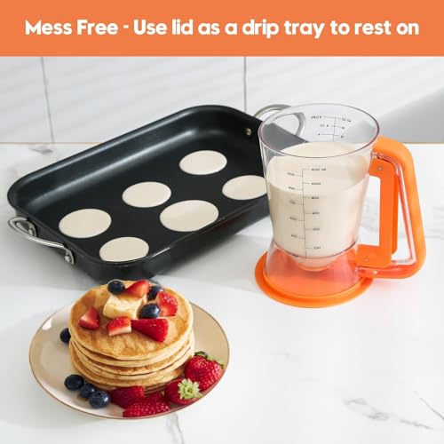Pancake Batter Dispenser 5 Cup with Sturdy Handle (Orange)