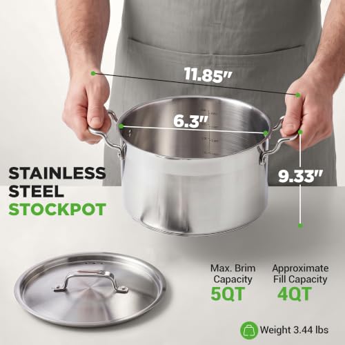 5 Quart Stainless Steel Stockpot with Lid