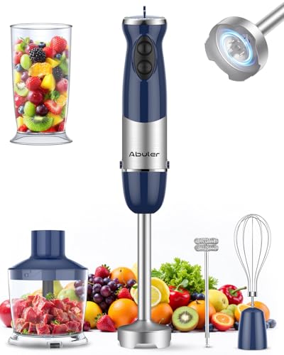 Immersion Blender Handheld 1000W 5 in 1 Corded Stick Hand Blender Kitchen with 12 Speed (Blue)
