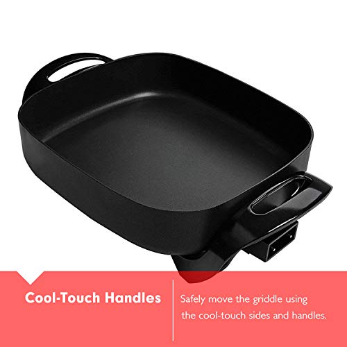 12 x 12 Inch Nonstick Ceramic Electric Skillet with Glass Lid (12*12 Black)