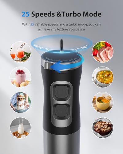 1000W Powerful Immersion Blender Handheld (Silver)