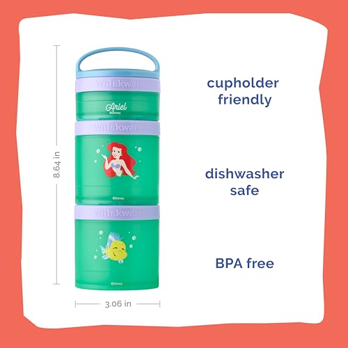 Ariel) DiSNEY PRINCESS Whiskware Stackable Snack Pack - 3 Jar + Handle - Purple/Green/Blue (Disney / Ariel)