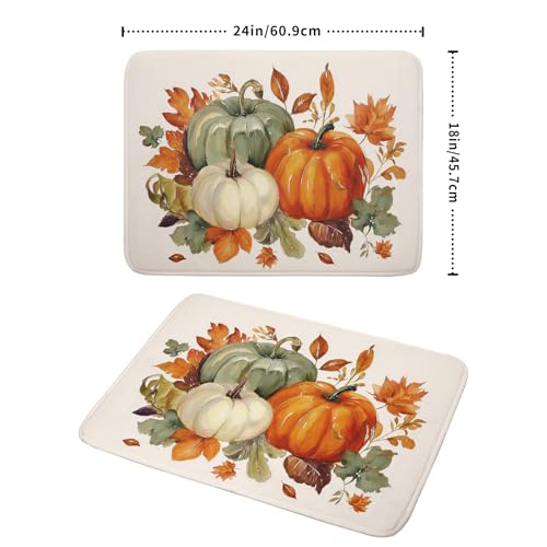 Fall Pumpkin Dish Drying Mat Autumn Leaves Absorbent Dishes Pad 18x24 Inch Seasonal Microfiber Dish Drainer Rack Mat for Kitchen Countertop (Fall Pumpkin / 18x24 inch)