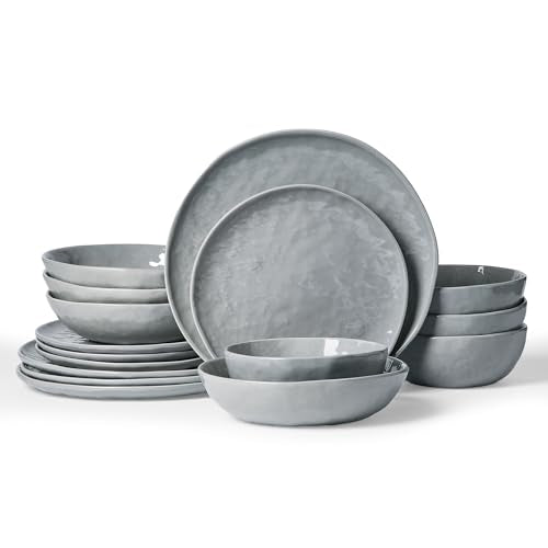 Porcelain Dinnerware Set for 4 (Sleek Grey / Set(16pcs))
