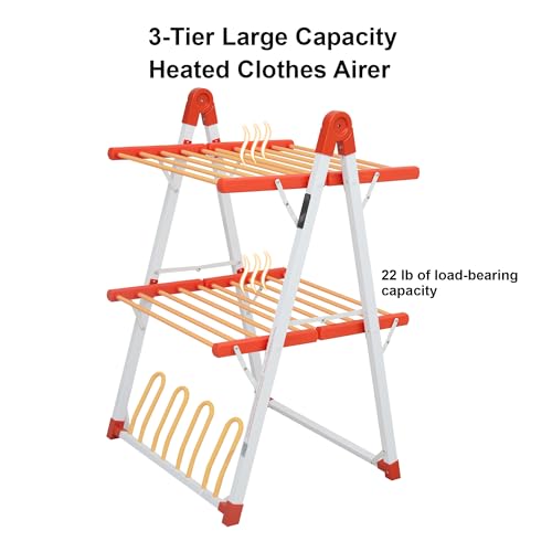 Heated Clothes Drying Rack Foldable Timer Shoes Socks