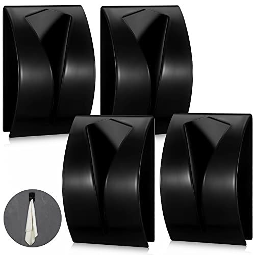 4 Pcs Self Adhesive Kitchen Towel Hook Holder (Black)