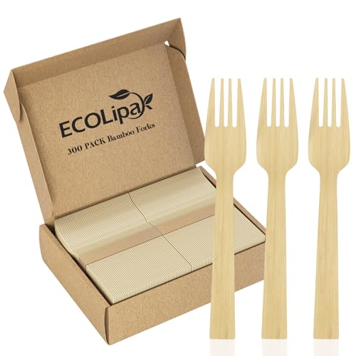 300 Count Disposable Compostable Bamboo Forks for Party (forks)