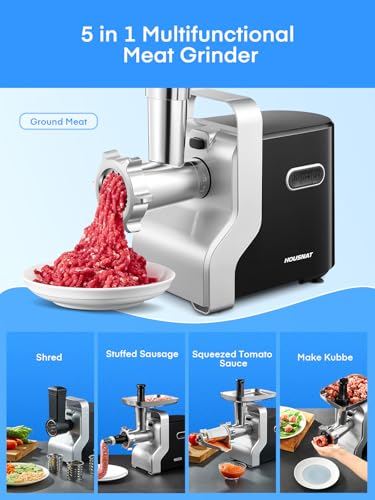 5-in-1 Meat Grinder Heavy Duty, 3000W Max Ultra Powerful