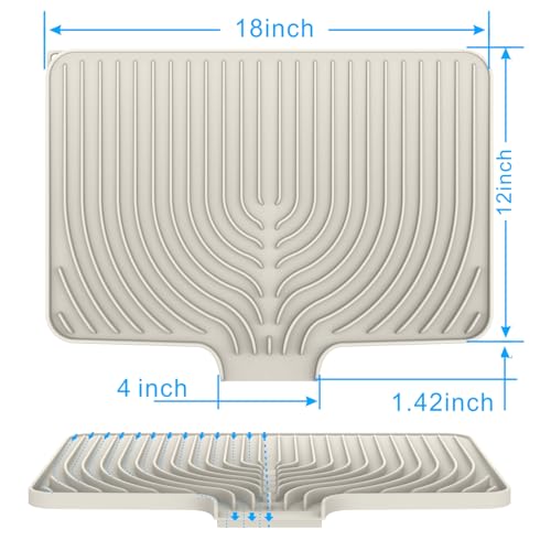 Dish drying mats for kitchen counter (18"×12" / Cream)