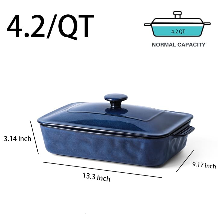 Ceramic Casserole Dish with Lid (set of 1 / Starry Blue)