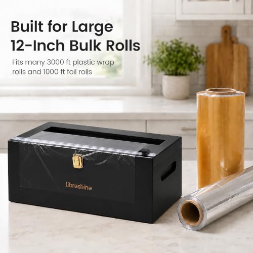 12 Inch Bamboo Plastic Wrap Dispenser with Cutter