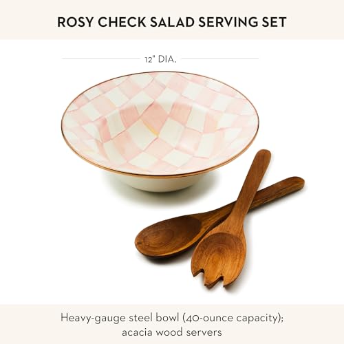 Enamel Salad Serving Set (Rosy Check)