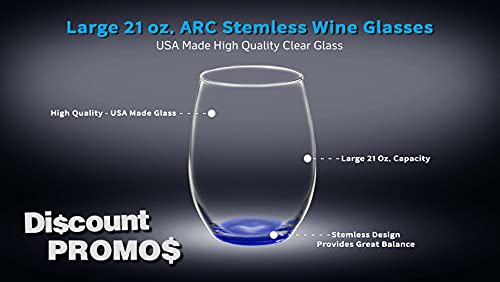 10 ARC Stemless Wine Glasses Set (10 Count)