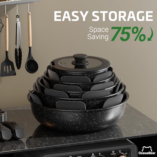 23 Pcs Pots and Pans Set Non Stick (Black / 23Pcs)