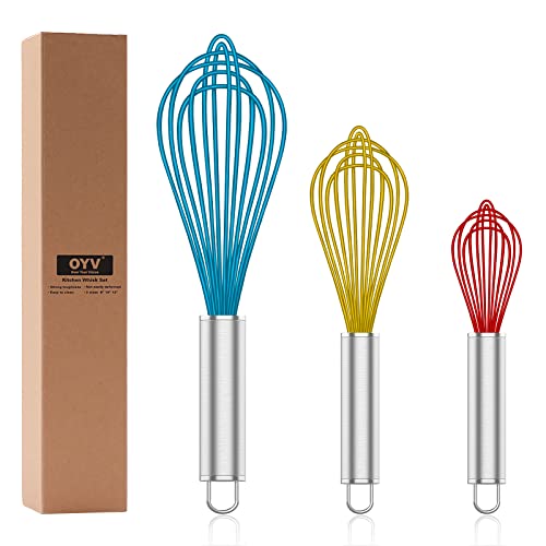 Whisk Sturdy Stainless Steel Wires Coated in Professional Silicone (Premium(Mixing Pack))